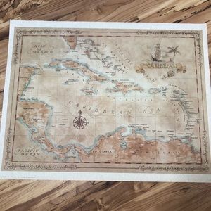 Caribbean map- vintage look